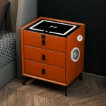 Smarter Nachttisch Orange mit Wireless Charging, USB & Bluetooth Lautsprecher – 3 Schubladen mit Fingerabdruck Schloss – Bild 2