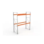 META Paletten-Grundregal MULTIPAL 3300mm Höhe, 2700mm Breite, 1100mm Tiefe, 3 Lagerebenen inkl. Boden, verzinkt / rotorange