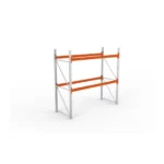 META Paletten-Grundregal MULTIPAL 2700mm Höhe, 2700mm Breite, 1100mm Tiefe, 3 Lagerebenen inkl. Boden, verzinkt / rotorange