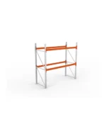 META Paletten-Grundregal MULTIPAL 2700mm Höhe, 2700mm Breite, 1100mm Tiefe, 3 Lagerebenen inkl. Boden, verzinkt / rotorange
