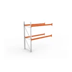 META Paletten-Anbauregal MULTIPAL 2700mm Höhe, 2700mm Breite, 1100mm Tiefe, 3 Lagerebenen inkl. Boden, verzinkt / rotorange
