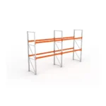 META Paletten-Grundregal MULTIPAL 3300mm Höhe, 5400mm Breite, 1100mm Tiefe, 3 Lagerebenen inkl. Boden, verzinkt / rotorange