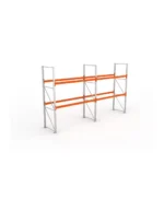 META Paletten-Grundregal MULTIPAL 3300mm Höhe, 5400mm Breite, 1100mm Tiefe, 3 Lagerebenen inkl. Boden, verzinkt / rotorange