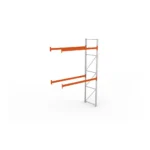 META Paletten-Anbauregal MULTIPAL 4400mm Höhe, 2700mm Breite, 1100mm Tiefe, 3 Lagerebenen inkl. Boden, verzinkt / rotorange