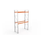 META Paletten-Grundregal MULTIPAL 4400mm Höhe, 2700mm Breite, 1100mm Tiefe, 3 Lagerebenen inkl. Boden, verzinkt / rotorange