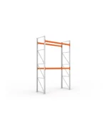 META Paletten-Grundregal MULTIPAL 4400mm Höhe, 2700mm Breite, 1100mm Tiefe, 3 Lagerebenen inkl. Boden, verzinkt / rotorange – Bild 2