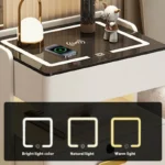 Intelligenter Nachttisch Orange mit Wireless Charging, LED & Bluetooth Lautsprecher – 3 Schubladen mit Fingerabdruck Schloss – Bild 3