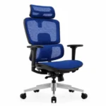 Ergonomischer bürostuhl ergo breeze mit 4D-kopfstütze und synchronmechanik B720×T665×H1200-1260mm, blau