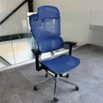 Ergonomischer bürostuhl ergo breeze mit 4D-kopfstütze und synchronmechanik B720×T665×H1200-1260mm, blau – Bild 4