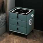 Smarter Nachttisch Grün mit Wireless Charging, USB & Bluetooth Lautsprecher – 3 Schubladen mit Fingerabdruckschloss – Bild 2