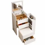 Set Vivienne – schminktisch mit led-spiegel und integriertem seitenteil – weiss