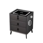 Smarter nachttisch mit kabellosem laden, bluetooth & fingerabdruckschloss – anthrazitgrau