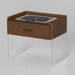 Intelligenter Nachttisch Braun mit kabellosem Laden & LED – Modernes Glas-Holz-Design – Bild 2