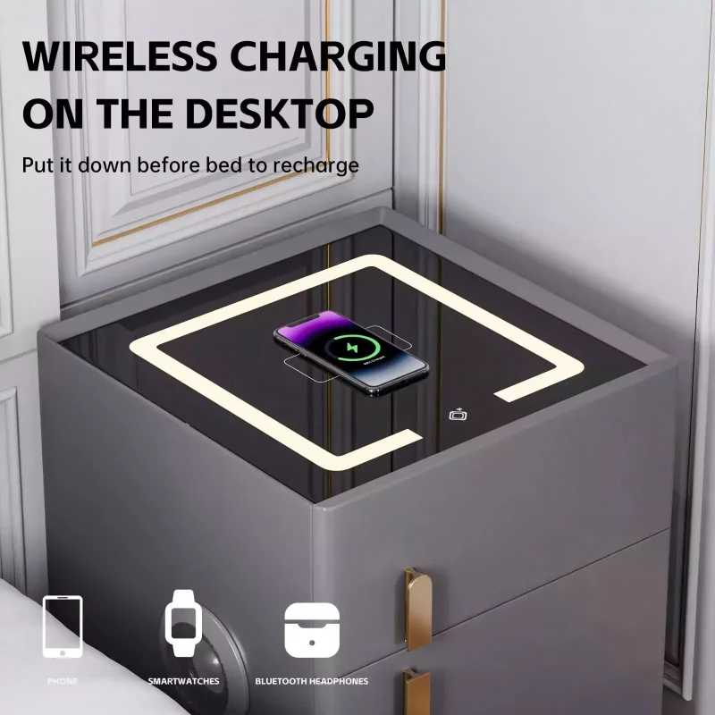 Smarter Nachttisch Grün mit 15W Wireless Charging, Bluetooth-Lautsprecher, Safe, LED, USB & Typ-C – Bild 5