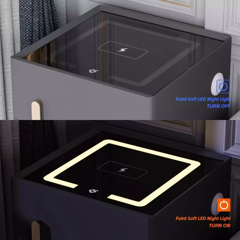 Smarter Nachttisch Grün mit 15W Wireless Charging, Bluetooth-Lautsprecher, Safe, LED, USB & Typ-C – Bild 7