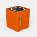 Intelligenter Nachttisch Orange mit Wireless Charging 15W, LED-Beleuchtung & integriertem Safe – Modernes Glas- und Holzdesign – Bild 2