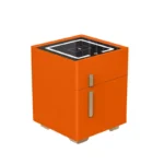 Intelligenter Nachttisch Orange mit Wireless Charging 15W, LED-Beleuchtung & integriertem Safe – Modernes Glas- und Holzdesign