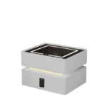 Intelligenter Nachttisch Weiß mit Wireless Charging 15W, LED-Beleuchtung, Nachtlichtsensor, 2 Schubladen & Codeschloss