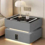 Intelligenter Nachttisch Anthrazitgrau mit Wireless Charging 15W, LED-Beleuchtung, Nachtlichtsensor, 2 Schubladen & Codeschloss – Bild 2