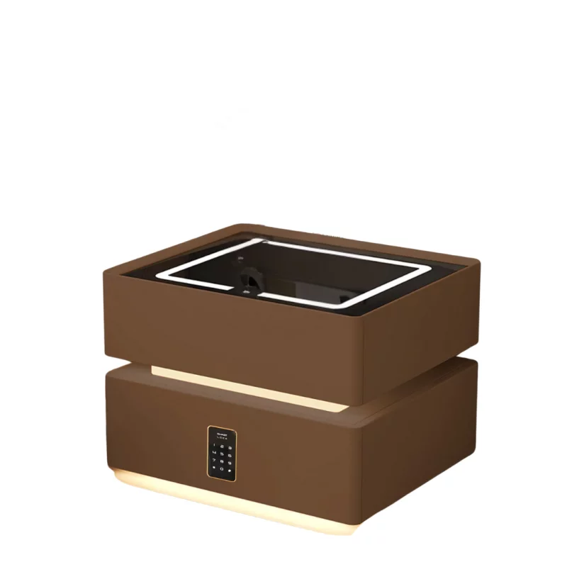 noptiera-inteligenta-cu-incarcare-wireless-iluminare-led-2-sertare-de-depozitare-senzor-de-lumina-nocturna-si-incuietoare-codificata-maro-design-modern-din-sticla-si-lemn-1417__w800_h800_c.webp Intelligenter Nachttisch Braun mit Wireless Charging 15W, LED-Beleuchtung, Nachtlichtsensor, 2 Schubladen & Codeschloss – Bild 1