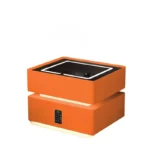 Intelligenter Nachttisch Orange mit Wireless Charging 15W, LED-Beleuchtung, Nachtlichtsensor, 2 Schubladen & Codeschloss