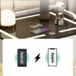 Intelligenter Nachttisch Grün mit Wireless Charging, LED-Beleuchtung & 3 Schubladen – Modernes Glas-Holz-Design – Bild 2