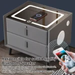 Smarter Nachttisch Weiß mit kabellosem Laden, Wireless Charging, Bluetooth & LED-Beleuchtung – Bild 4