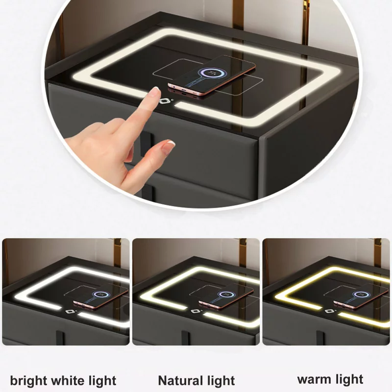 Smarter Nachttisch Weiß mit kabellosem Laden, Wireless Charging, Bluetooth & LED-Beleuchtung – Bild 3