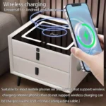 Smarter Nachttisch Weiß mit kabellosem Laden, Wireless Charging, Bluetooth & LED-Beleuchtung – Bild 6