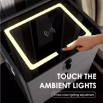 Intelligenter Nachttisch Braun mit Wireless Charging (Qi), LED & 3 Schubladen – Glas-Holz-Design – Bild 3