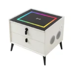 Intelligenter Nachttisch Weiß mit Wireless Charging, RGB-LED, Fingerabdruck & 20W Bluetooth-Lautsprecher