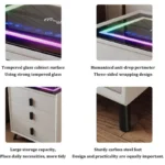 Intelligenter Nachttisch mit Wireless Charging, Bluetooth-Lautsprecher & RGB-LED – Weiß, 3 Schubladen – Bild 4