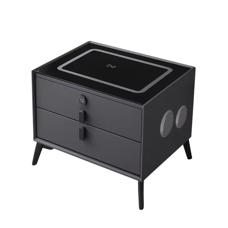 noptiera-inteligenta-cu-incarcare-wireless-si-iluminare-led-culoare-gri-antracit-2-sertare-de-depozitare-design-modern-sticla-securizata-7232__w800_h800_c.webp Intelligenter Nachttisch Anthrazit mit Wireless Charging, RGB-LED, kabelloser Verriegelung & 20W Bluetooth-Lautsprecher – Bild 1