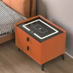 Intelligenter Smarter Nachttisch Orange mit kabellosem Laden Wireless Charging, LED-Beleuchtung & 2 Schubladen – Bild 2