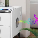 Smarter Slim-Nachttisch Braun mit kabellosem Laden Wireless Charging, LED-Beleuchtung, Bluetooth & Fingerabdruck – Bild 7