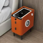 Smarter Slim-Nachttisch Orange mit kabelloser Qi-Ladefunktion Qi Wireless Charging, LED-Beleuchtung, Bluetooth & Fingerabdruck – Bild 2